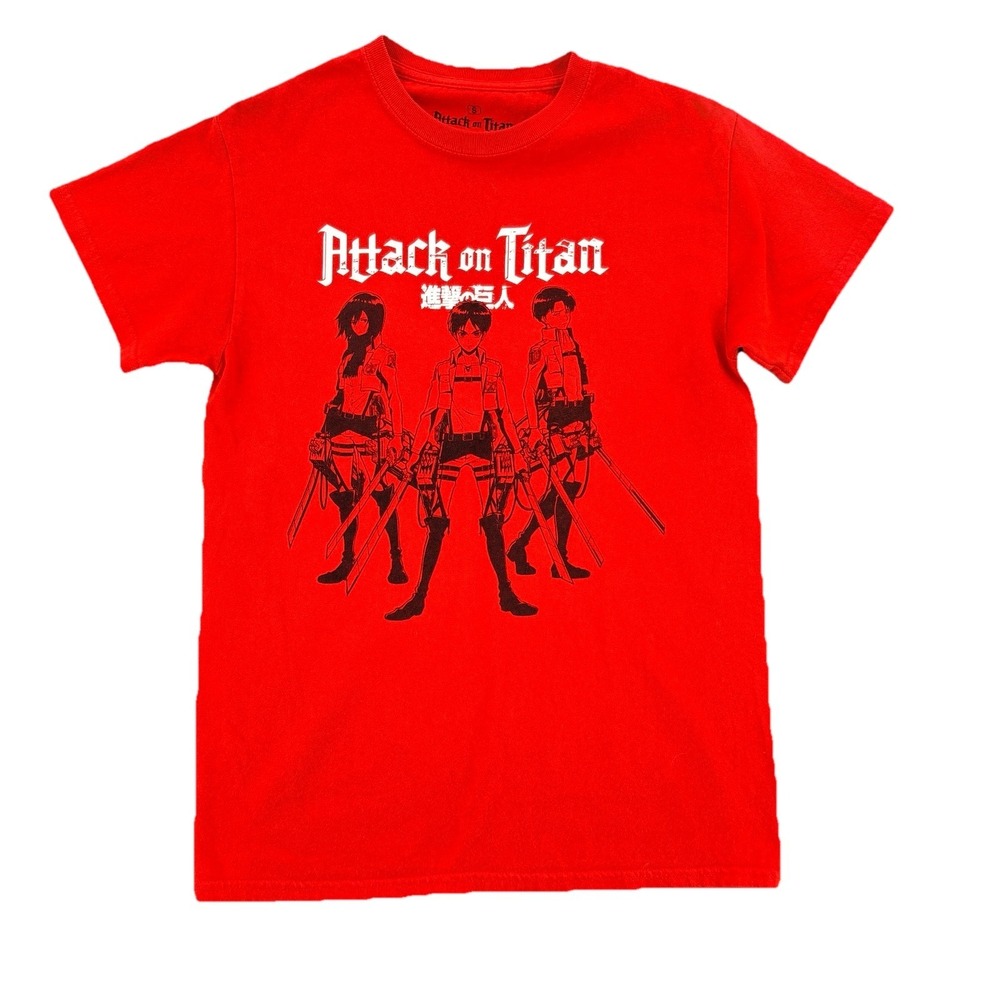Attack on‎ Titan T Shirt Men S Eren Mikasa Levi Graphic Red Anime Manga Retro - Picture 2 of 7